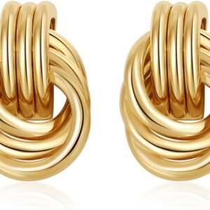 SHERLOVE Chunky Knot Gold Earrings Women Statement Drop Dangle Earrings