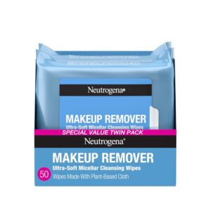 Neutrogena Makeup Remover Micellar Wipes, Hydro Boost, Plant-Based Cleansing Cloths